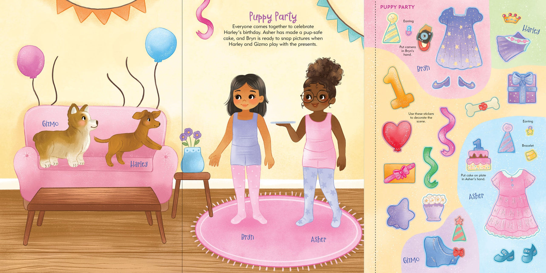 Puppies | Sticker Doll Dress Up
