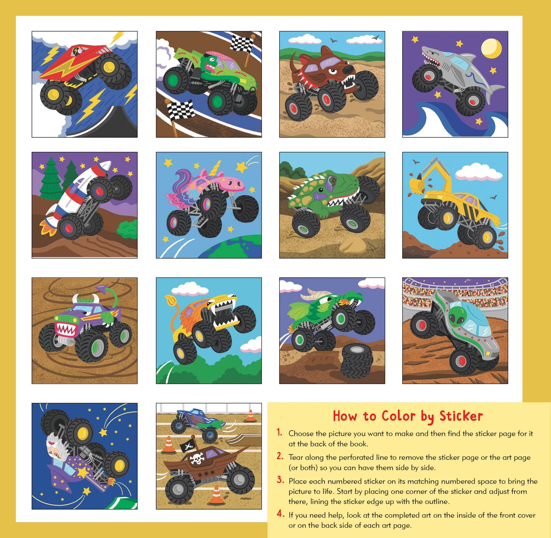 Monster Trucks | My First Color By Sticker