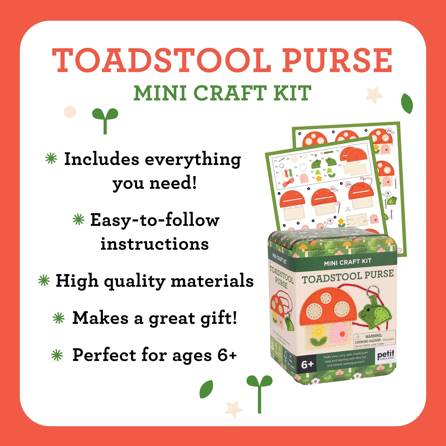 Toadstool Purse Mini Craft Kit | Petit Collage