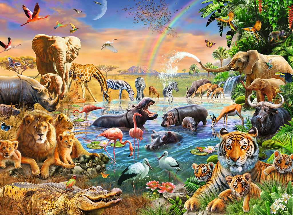 Savannah Jungle Waterhole 100 piece XXL Ravensburger Puzzle Kaboodles Toy Store - Victoria